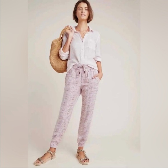 Anthropologie Orana Joggers in Pink Reptile Print - Picture 1 of 6